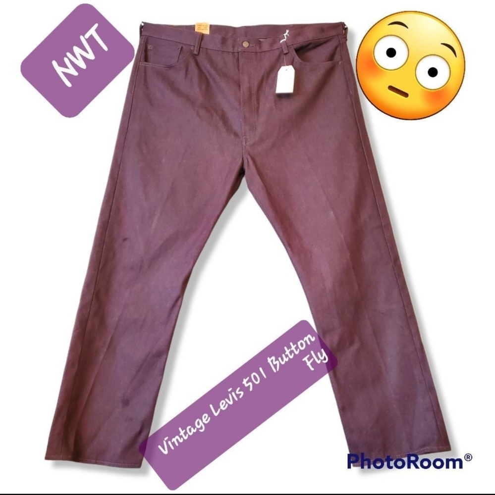 NEW VINTAGE DARK PURPLE Levi's NWT 501 JEANS ORIGINAL 44 X 32 STRAIGHT
